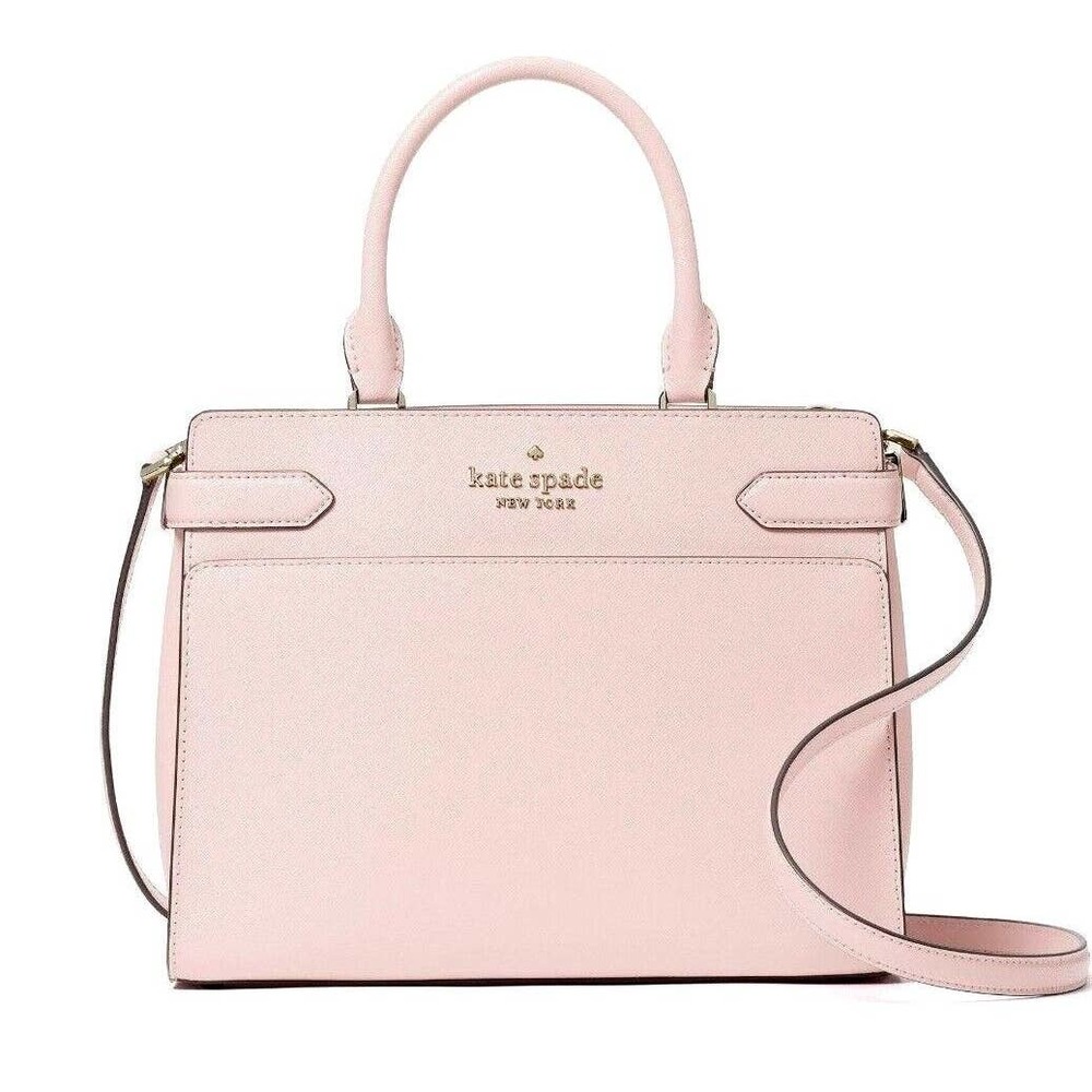 Kate Spade New Medium Staci Satchel - Chalk Pink Saffiano Leather Cameron